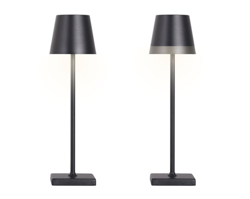 "Eclipse Aura I" Rechargeable LED Metal Accent Lamp (Set of 2) - Black