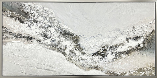 "Snowy Drift" Hand-Embellished Canvas In Frame - White / Gray