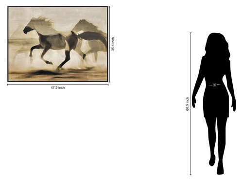 "Galloping Shadows" Hand-Embellished Canvas In Frame - Brown / Black