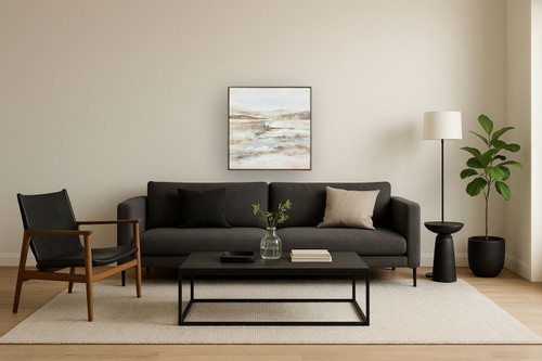 "Serene Horizons II" Hand-Embellished Canvas In Frame - Gray / Orange / Blue