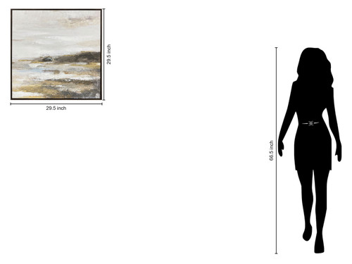 "Tranquil Horizon II" Hand-Embellished Canvas In Frame - Earthy Tones / Blue