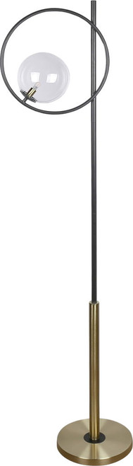 "Glass Orbs" Metal Floor Lamp - Matte Black / Soft Gold / Clear