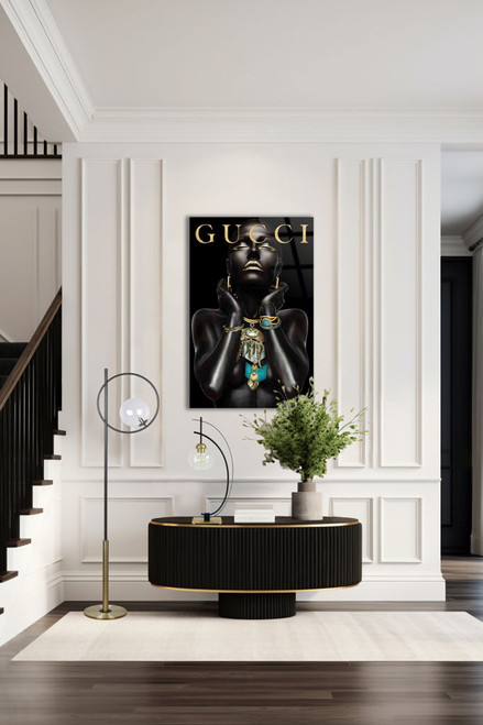 "Glass Orbs" Metal Floor Lamp - Matte Black / Soft Gold / Clear