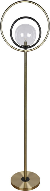 "Eclipse Aura" Metal Floor Lamp - Matte Black / Soft Gold / Clear