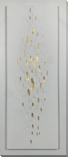"Golden Drops" Hand-Painted Wrapped Canvas - White / Gold