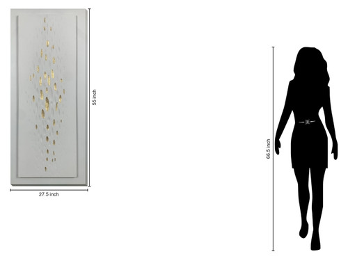 "Golden Drops" Hand-Painted Wrapped Canvas - Gray / Gold