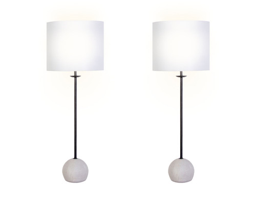 "Urban Sphere" Concrete Buffet Lamp (Set of 2) - Concrete/Matte Black