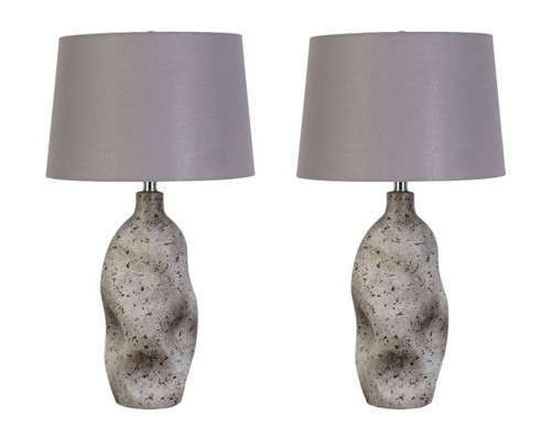 "Stonehaven Elegance" Ceramic Table Lamp (Set of 2) - Natural Stone