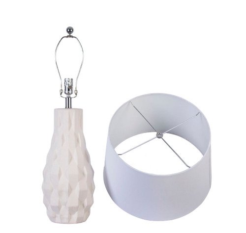 "Sculpted Elegance" Ceramic Table Lamp (Set of 2) - White Sand