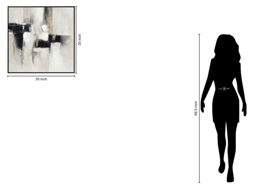 "Urban Elegance II" Hand-Embellished Canvas In Frame - White / Black / Tan