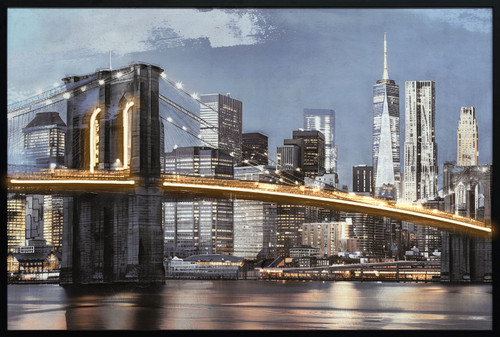 "Urban Glow" Hand-Embellished LED In Frame - Black / Gold / Gray