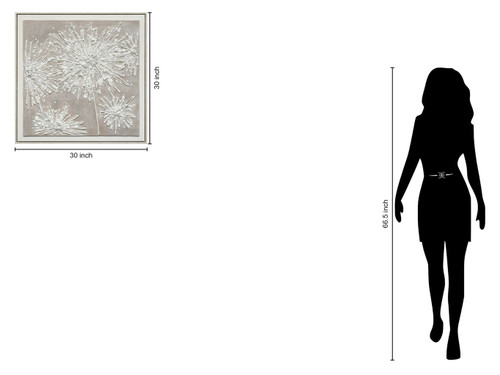 "Textured Elegance II" Hand-Painted Canvas In Frame - White / Gray