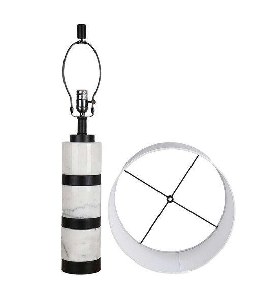 "Marble Harmony" Marble Table Lamp - White Marble / Matte Black