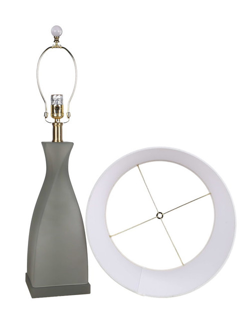 "Sage Elegance" Art Glass Table Lamp (Set of 2) - Frosted Sage Green / Frosted Crystal