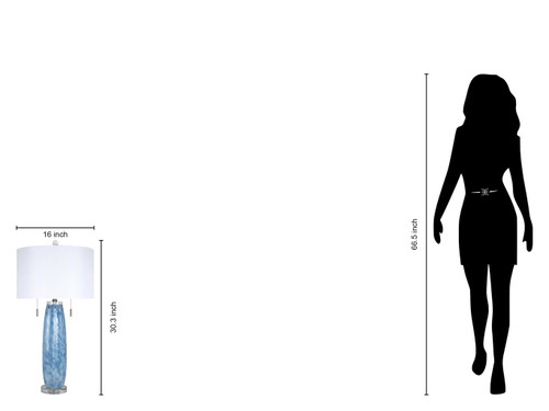 "Azure Display" Art Glass Table Lamp (Set of 2) - Blue Art Glass / Clear Crystal / Soft Gold