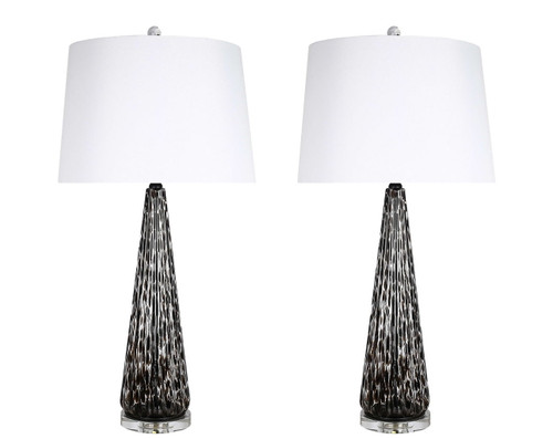 "Eclipse Radiance" Art Glass Table Lamp (Set of 2) - Black Art Glass