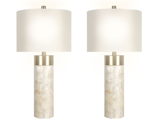 "Luminous Shell" Shell And Metal Table Lamp (Set of 2) - Natural Shell / Soft Gold / Beige