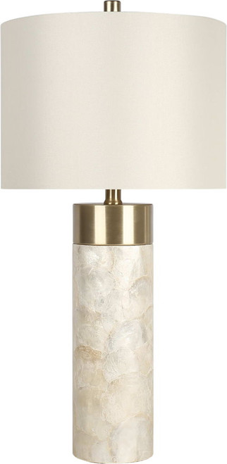 "Luminous Shell" Shell And Metal Table Lamp (Set of 2) - Natural Shell / Soft Gold / Beige