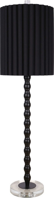 "Obsidian Elegance" Metal Buffet Lamp (Set of 2) - Black / Clear Crystal