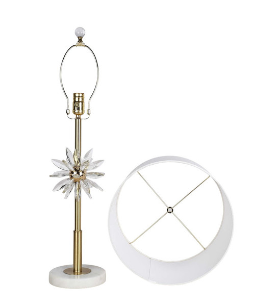 "Crystal Bloom II" Crystal And Marble Table Lamp (Set of 2) - White / Clear Crystal / Soft Gold