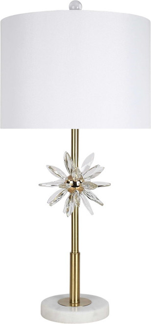 "Crystal Bloom II" Crystal And Marble Table Lamp (Set of 2) - White / Clear Crystal / Soft Gold