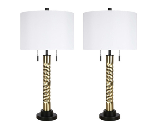 "Twist Elegance" Metal Table Lamp (Set of 2) - Matte Black / Soft Gold