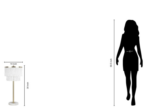 "Tassel Elegance II" Metal Table Lamp (Set of 2) - Soft Gold / White