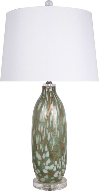 "Verdant Glow" Art Glass Table Lamp (Set of 2) - Green Art Glass