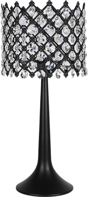 "Crystal Lattice Radiance" Metal And Crystal Table Lamp (Set of 2) - Matt Black / Clear Crystal