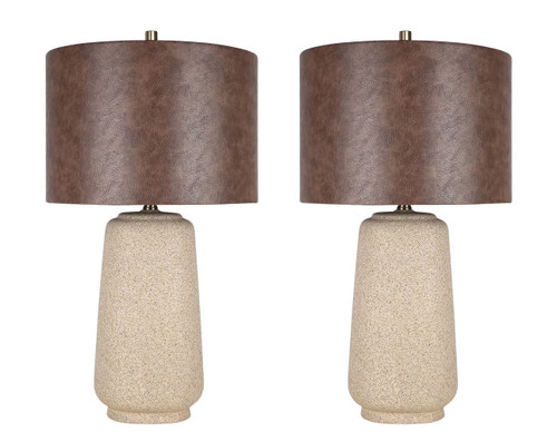 "Rustic Harmony" Ceramic Table Lamp (Set of 2) - Rock