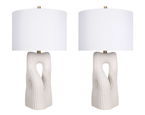 "Eclipse Harmony" Ceramic Table Lamp (Set of 2) - White Rock