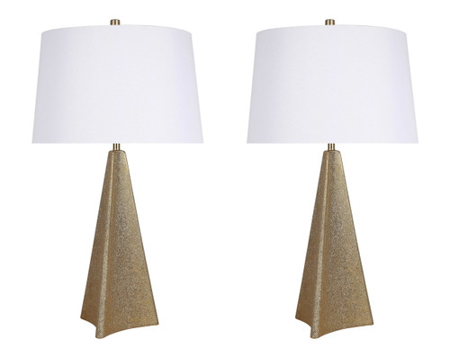 "Golden Apex" Ceramic Table Lamp (Set of 2) - Electroplated Gold