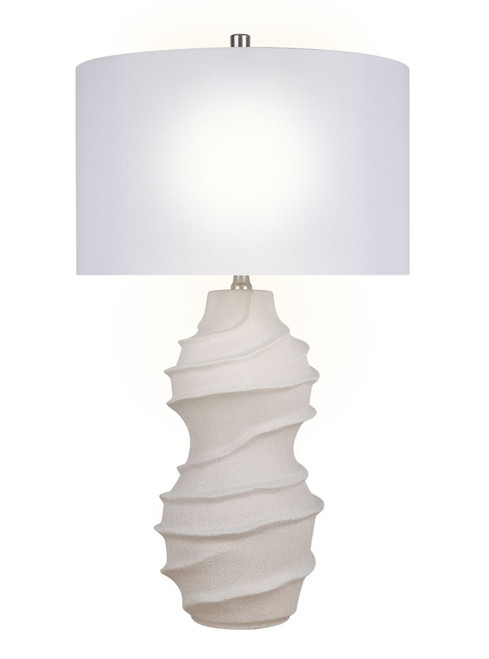 "Serenity Waves" Ceramic Table Lamp - Off White