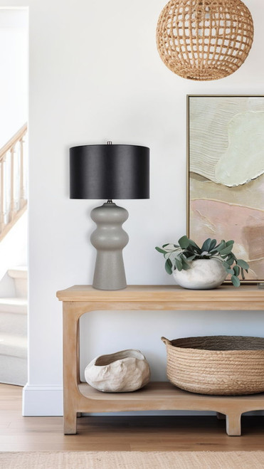 "Echo Essence" Ceramic Table Lamp - Textured Gray