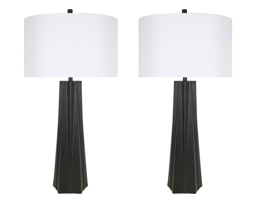 "Obsidian Glow" Metal Table Lamp (Set of 2) - Matte Black