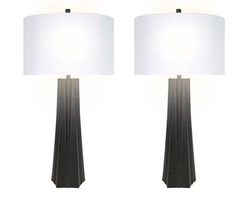 "Obsidian Glow" Metal Table Lamp (Set of 2) - Matte Black