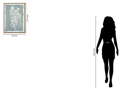 "Whispering Blooms II" Hand-Embellished Canvas In Frame - Blue / White / Wood