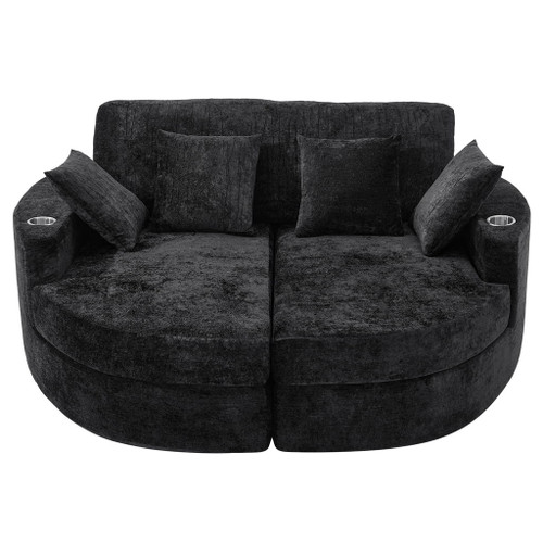 Boneless Design Upholstered Sofa Bed With Cup Holders