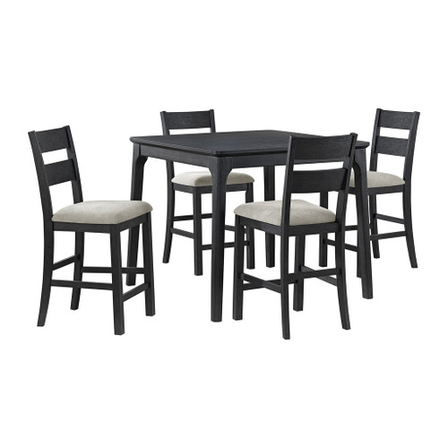 Garcia - 5 Piece Counter Set With Table And 4 Chairs - Black