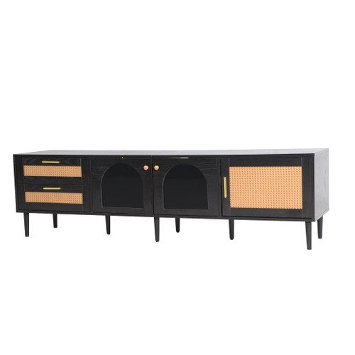 TV Stand With App-Controlled LED Lights, 2 Drawers & Door Storage