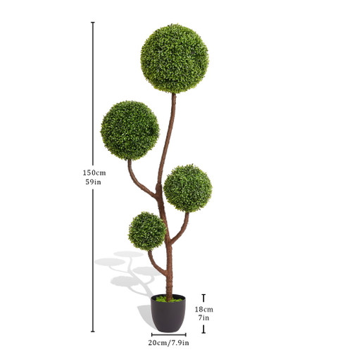 Artificial Boxwood Topiary Tree Triple Ball Shaped Faux Plant 150 Cm - Green