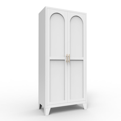 2 Shapely Doors Cabinet Metal Storage Cabinet With Doors And Adjustable Shelves For Bedroom Living Room - White