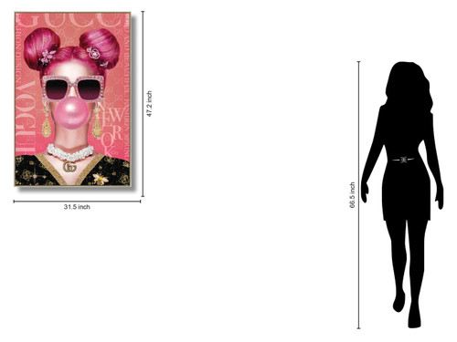 Bubblegum Diva Chic - 32" x 47" Framed Wall Art - Pink