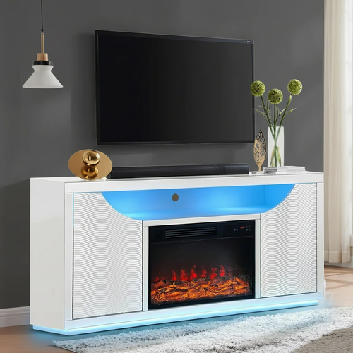 Maya White Fireplace with Bluetooth Speaker A-F07 by New Era Innovations