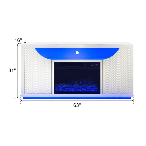 Maya White Fireplace with Bluetooth Speaker
