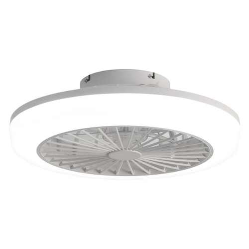 Enclosed Ceiling Fan With Light And Remote, Flush Mount Bladeless Low Profile - White
