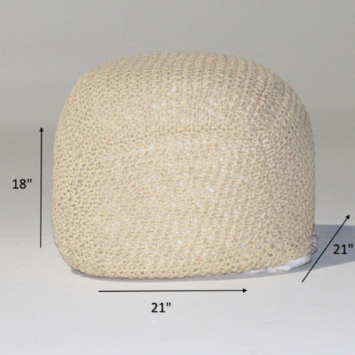 Semi Rounded Pouf, Cable Knitted, Perfect Seating