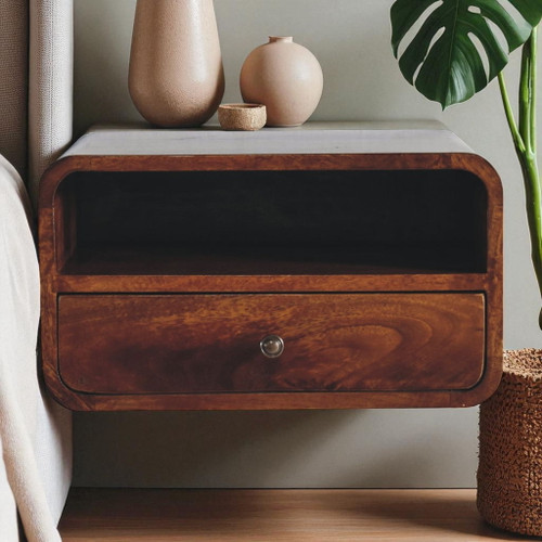 Curved Upper Slot Floating Nightstand