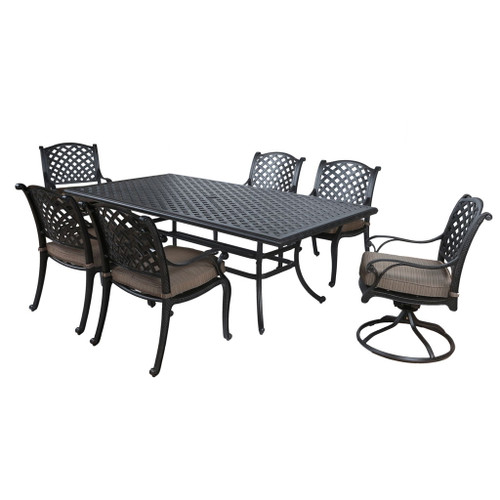 Rectangular 6 Person 85.83" Long Dining Set With Cushions