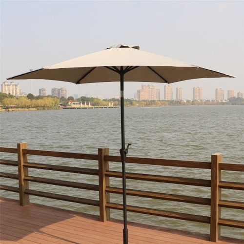 8.8' Outdoor Aluminum Patio Umbrella With 42 Pound Round Resin Umbrella Base